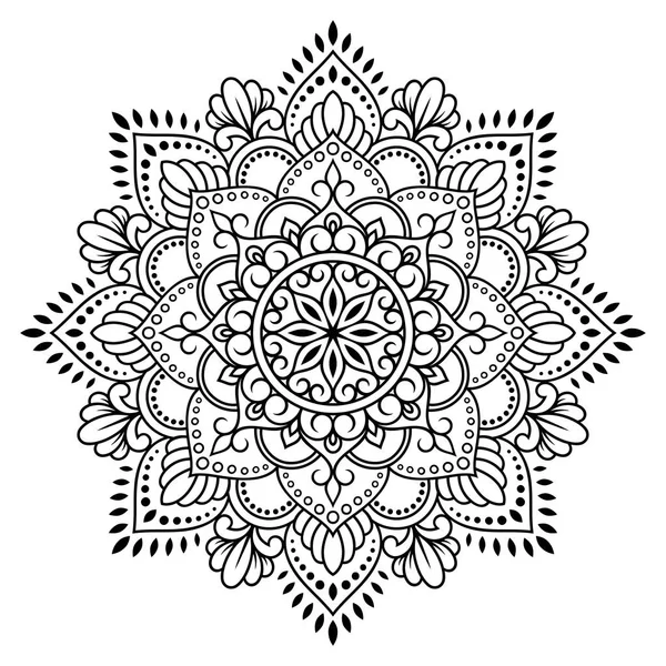 Padrão Circular Forma Mandala Com Flor Para Henna Mehndi Tatuagem —  Vetores de Stock