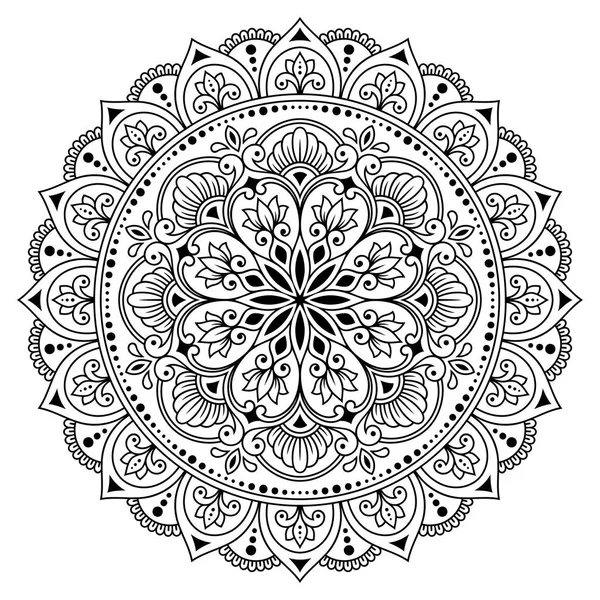 Modelul Circular Sub Formă Mandală Flori Pentru Henna Mehndi Tatuaj — Vector de stoc