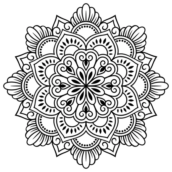 Modèle Circulaire Forme Mandala Avec Fleur Pour Henné Mehndi Tatouage — Image vectorielle