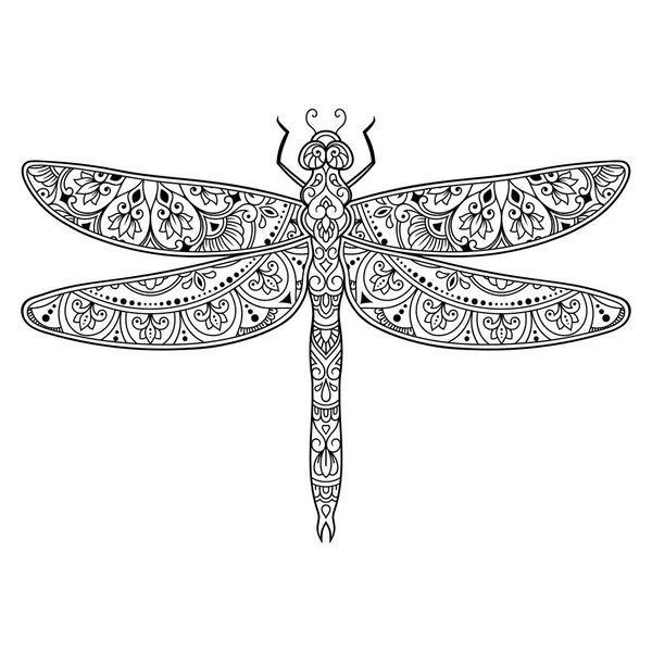 แมลงปอตกแต วยลายดอกไม นเทจเช อชาต นเด แมลงท วาดด วยม อในสไตล Doodle — ภาพเวกเตอร์สต็อก
