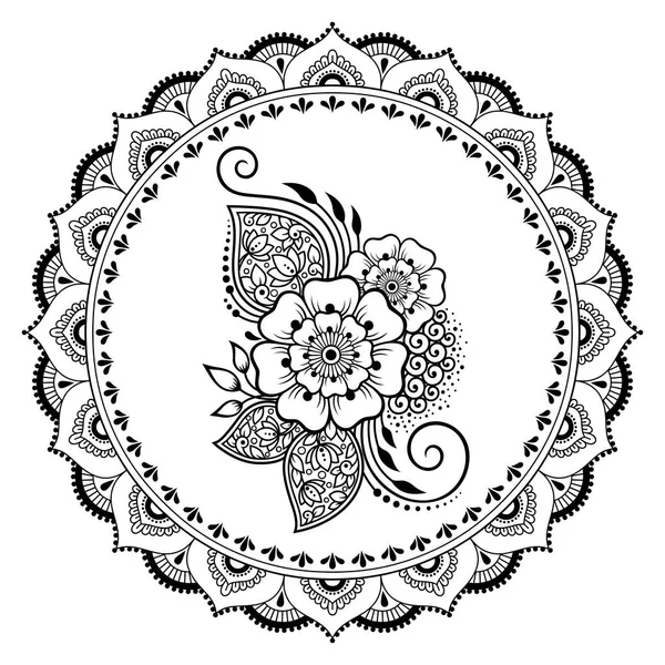 Circular Pattern Form Mandala Flower Henna Mehndi Tattoo Decoration Decorative — Stock Vector