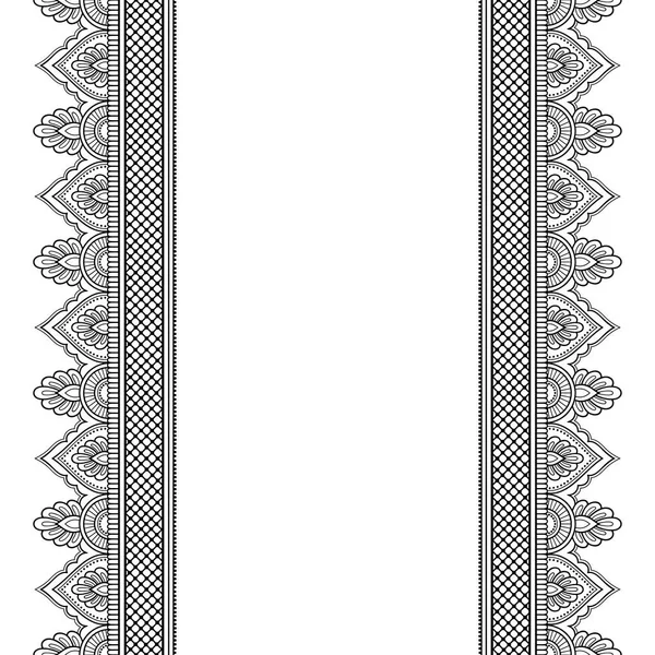 Conjunto Adorno Borde Sin Costuras Para Diseño Dibujo Henna Mehndi — Archivo Imágenes Vectoriales