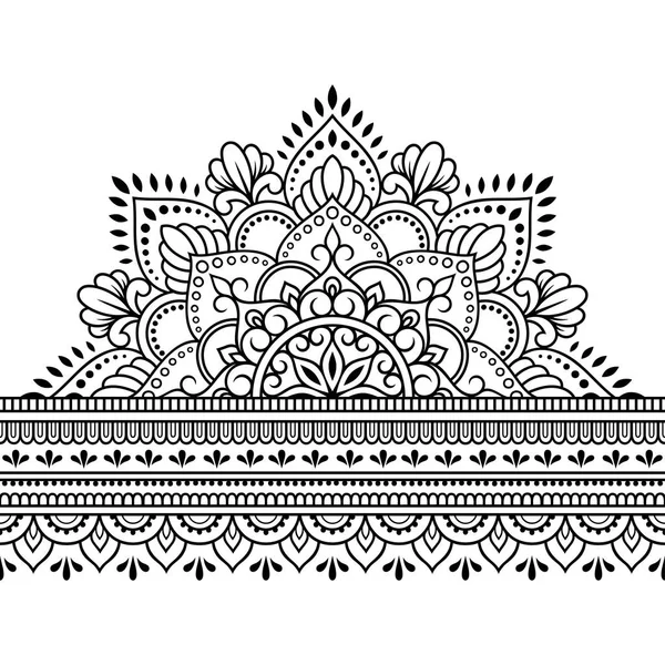 Seamless Borders Mandala Design Application Henna Mehndi Tattoo Decorative Pattern — Stock Vector