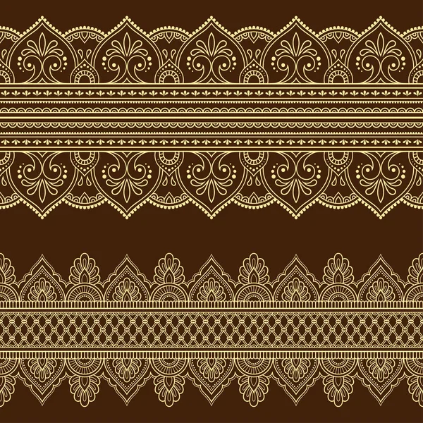 Varrat Nélküli Szegély Dísze Tervezés Henna Rajz Mehndi Tetoválás Dekoratív — Stock Vector