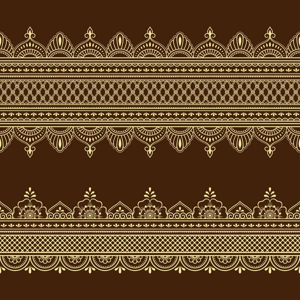 Set Van Naadloze Randornament Voor Design Henna Tekening Mehndi Tatoeage — Stockvector