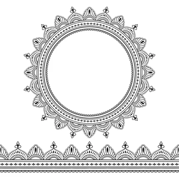 Eine Reihe Nahtloser Grenzen Und Kreisförmiger Ornamente Form Von Rahmen — Stockvektor