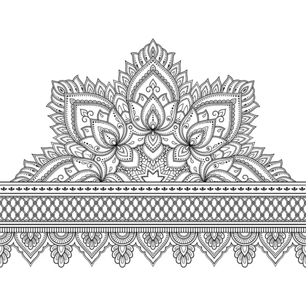 Seamless Borders Mandala Flower Design Application Henna Mehndi Tattoo Decorative — Stock Vector