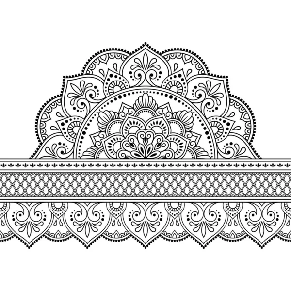 Bordures Sans Couture Avec Mandala Fleur Pour Conception Application Henné — Image vectorielle