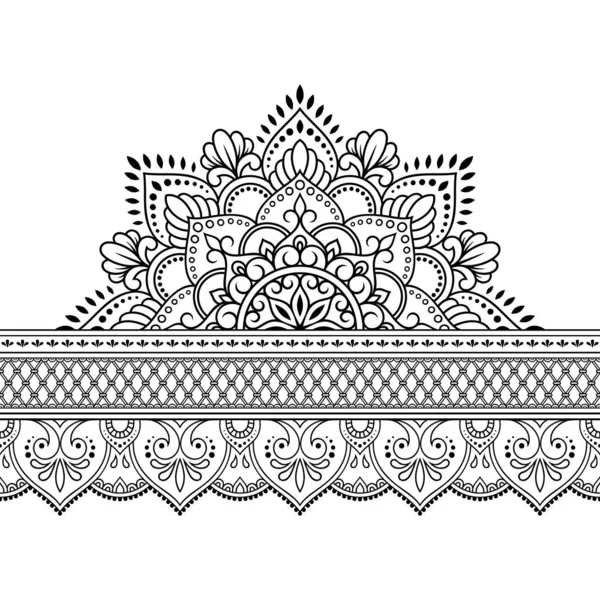 Sömlösa Gränser Med Mandala Och Blomma För Design Tillämpning Henna — Stock vektor