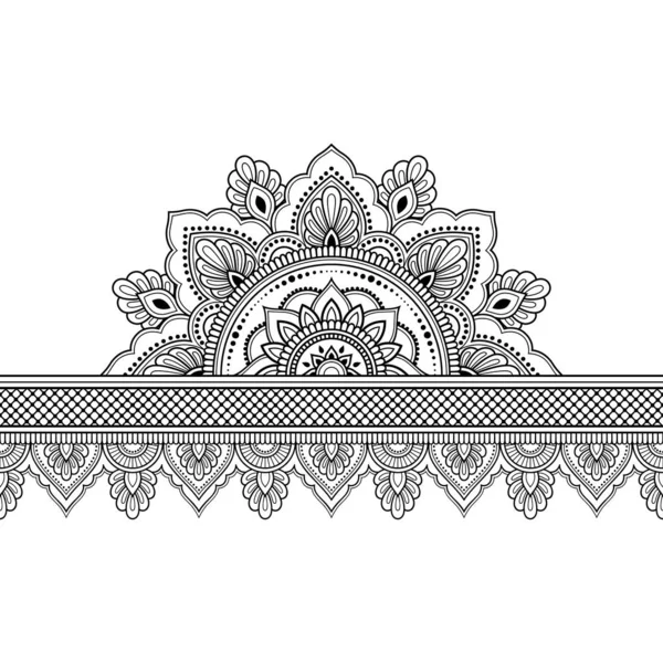 Бесшовные Границы Мандалой Цветами Дизайна Нанесения Хны Мехнди Татуировки Декоративный — стоковый вектор