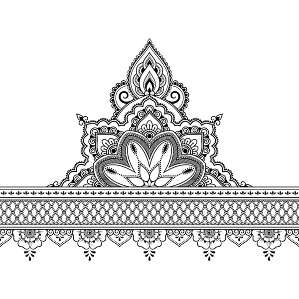 Fronteras Sin Costura Con Mandala Flor Para Diseño Aplicación Henna — Vector de stock