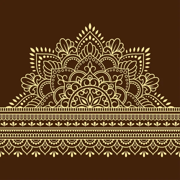 Fronteras Sin Costura Con Mandala Flor Para Diseño Aplicación Henna — Vector de stock