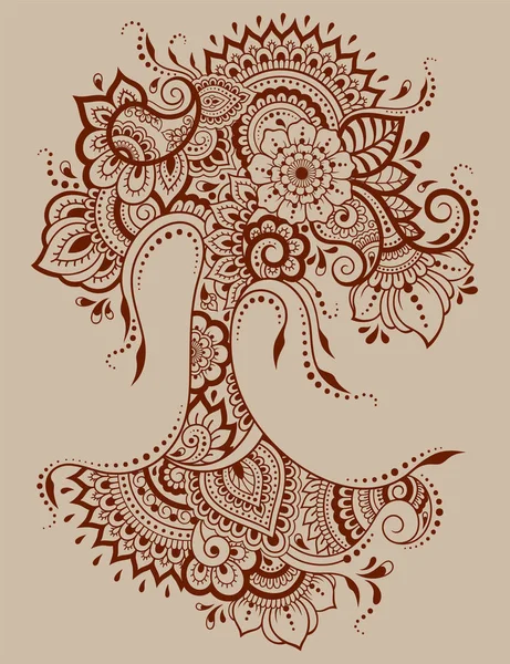 Padrão Flor Mehndi Para Desenho Tatuagem Henna Decoração Estilo Étnico — Vetor de Stock