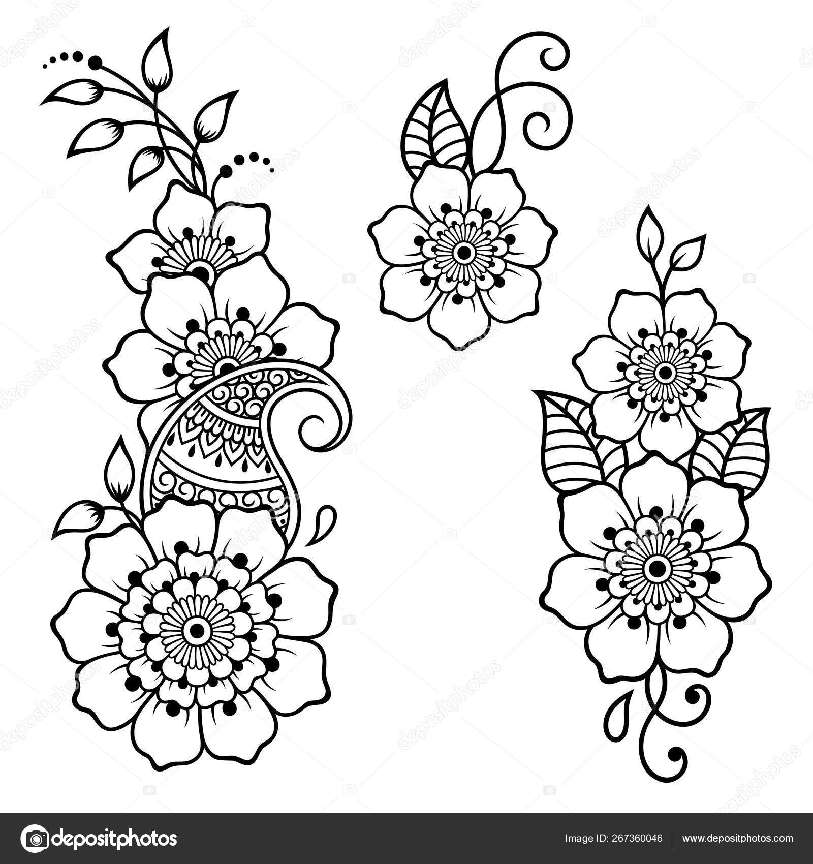 Premium Vector | Set of mehndi flower pattern for henna drawing and tattoo  decoration in ethnic oriental indian style doodle ornament outline hand draw  vector illustration
