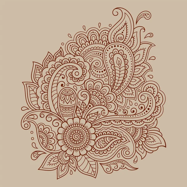 Mehndi Flower Pattern Henna Drawing Tattoo Decoration Ethnic Oriental Indian — Stock Vector