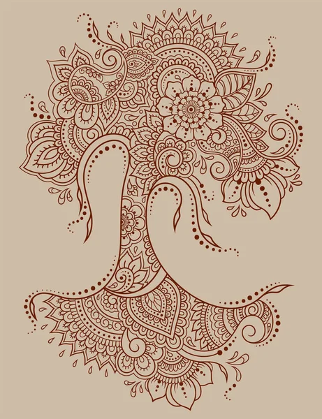 用于Henna绘图和纹身的Mehndi花纹 装饰的民族东方 印度风格 点缀点缀 手绘矢量示意图 — 图库矢量图片