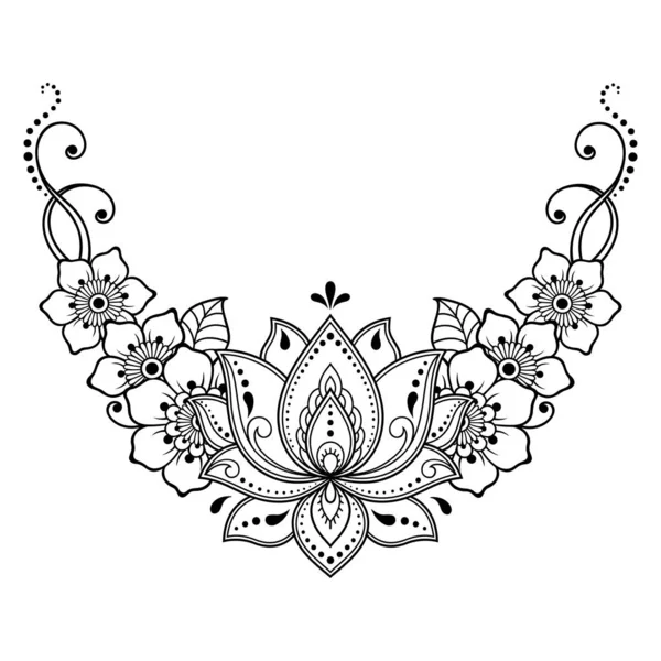 Mehndi Lotus Flower Pattern Henna Drawing Tattoo Decoration Ethnic Oriental — Stock Vector