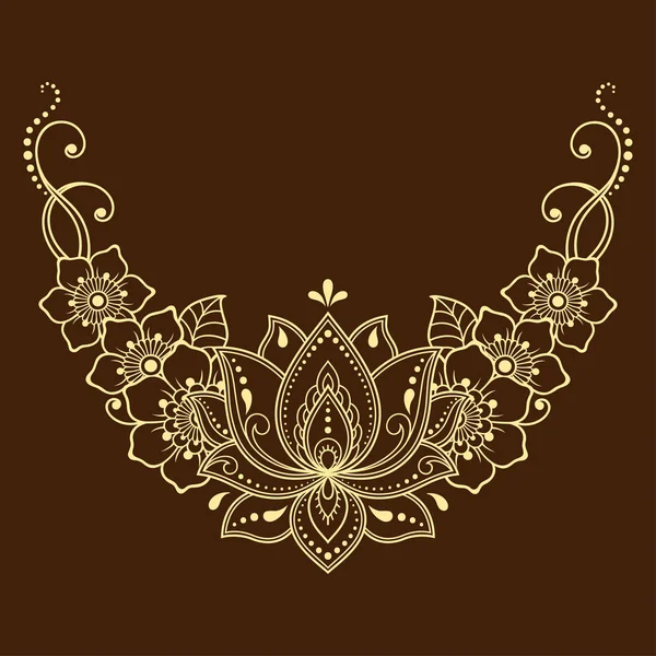 Mehndi Lotus Μοτίβο Λουλούδι Για Henna Σχέδιο Και Τατουάζ Διακόσμηση — Διανυσματικό Αρχείο
