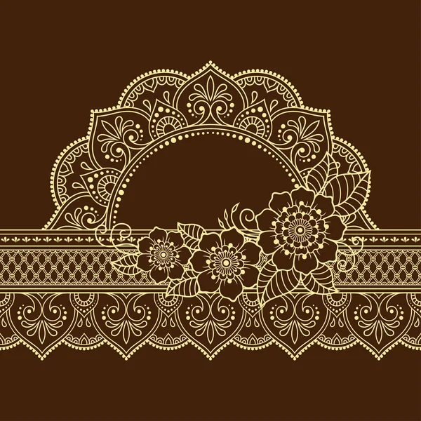 Seamless Borders Mandala Flower Design Application Henna Mehndi Tattoo Decorative — Stock Vector