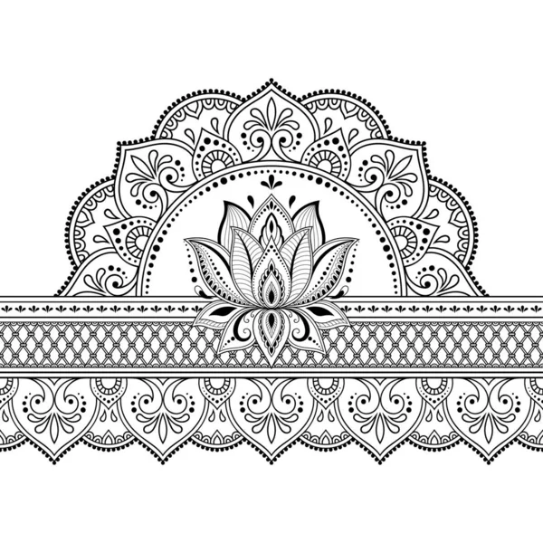 Bordures Sans Couture Avec Mandala Fleur Lotus Pour Conception Application — Image vectorielle