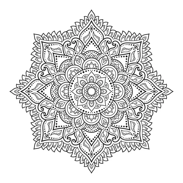 Modello Circolare Forma Mandala Con Fiore Henna Mehndi Tatuaggio Decorazione — Vettoriale Stock