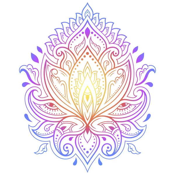 Motif Floral Coloré Pour Dessin Mehndi Henna Dessinez Main Symbole — Image vectorielle