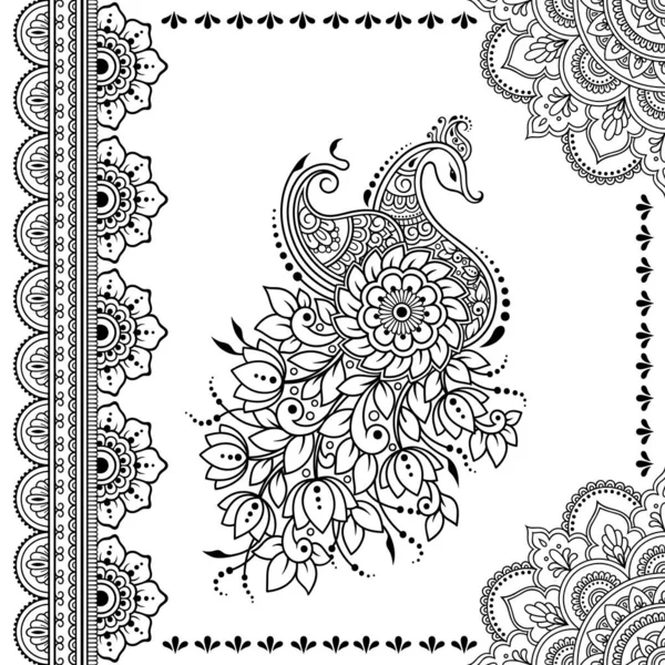 Estilizado Com Padrão Decorativo Tatuagem Henna Para Decorar Capas Livro —  Vetores de Stock