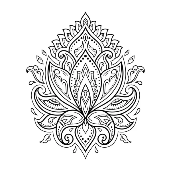 Kına Çizimi Dövme Için Nilüfer Çiçeği Deseni Doğu Tarzı Dekorasyon — Stok Vektör