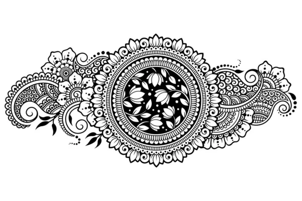 Lotus Mehndi Flower Pattern Henna Drawing Tattoo Decoration Oriental Indian — Stock Vector