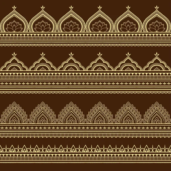 Patrón Bordes Sin Costuras Para Mehndi Dibujo Tatuaje Henna Decoración — Vector de stock