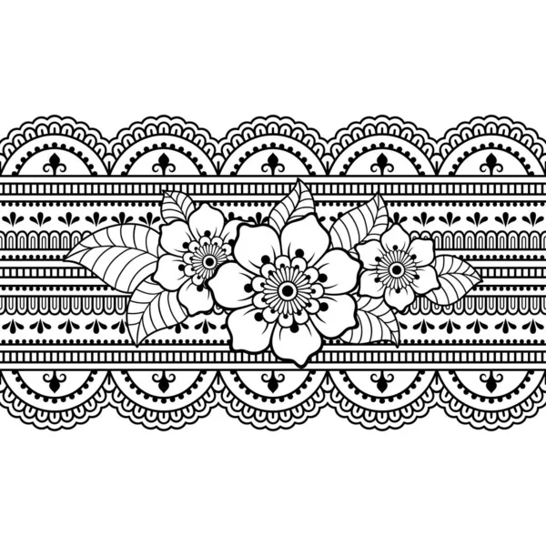 Folytonos Szegélymintázat Készlet Mehndi Virága Henna Rajznak Tetoválása Dekoráció Etnikai — Stock Vector