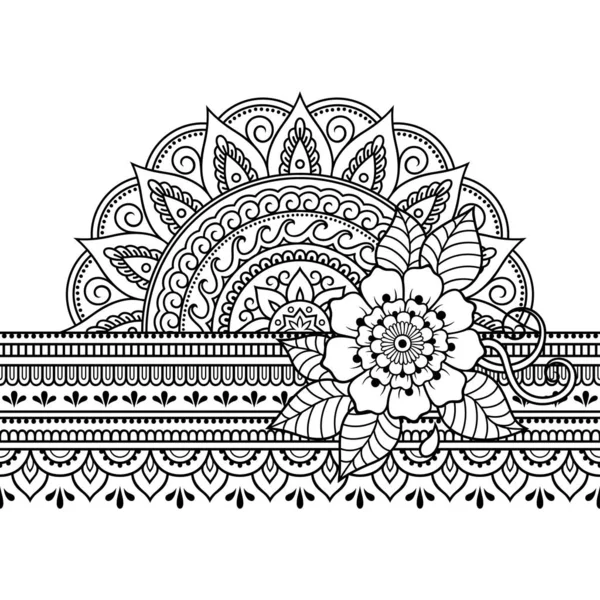 Bordures Sans Couture Avec Mandala Pour Conception Application Henné Mehndi — Image vectorielle