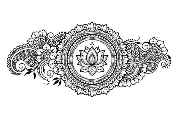 Circular Pattern Form Mandala Lotus Flower Henna Mehndi Tattoo Decoration — Stock Vector