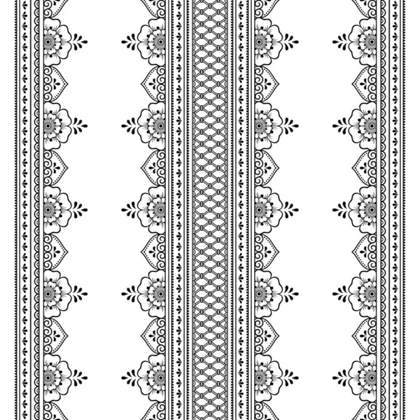 Безшовный Рисунок Границ Мехнди Рисунок Хенны Татуировка Украшение Этническом Восточном — стоковый вектор