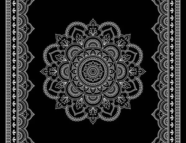 Ensemble Motif Mandala Bordure Transparente Pour Dessin Tatouage Henné Décoration — Image vectorielle