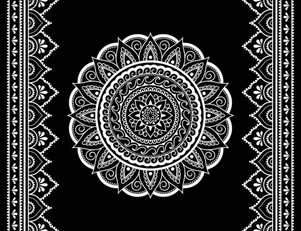 Set Van Mandala Patroon Naadloze Rand Voor Henna Tekening Tatoeage — Stockvector