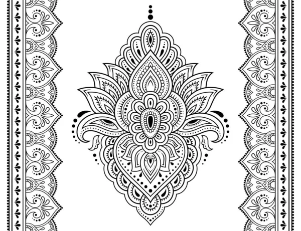 Zökkenőmentes Minta Mehndi Lótuszvirág Határ Henna Rajz Tetoválás Dekoratív Firka — Stock Vector