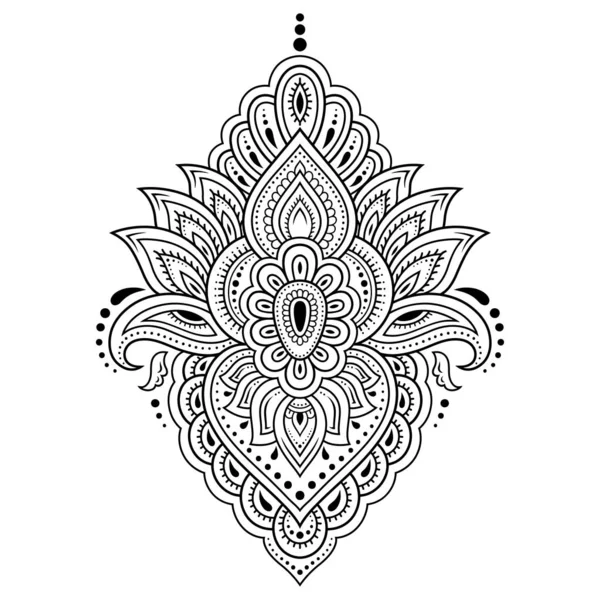 Lotus Mehndi Flower Pattern Henna Drawing Tattoo Decoration Oriental Indian — Stock Vector