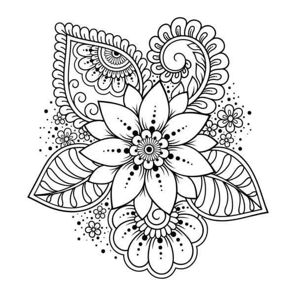 Patrón Flores Mehndi Para Dibujo Tatuaje Henna Decoración Estilo Étnico — Vector de stock