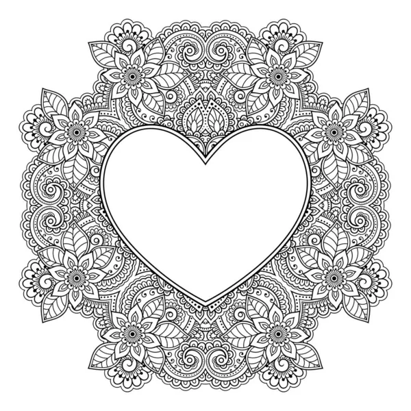 Patrón Circular Forma Mandala Con Marco Forma Corazón Adorno Decorativo — Vector de stock