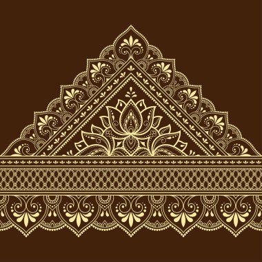Tasarım, kına, Mehndi ve dövme için mandala ile kusursuz sınırlar. Etnik oryantal ve Hint tarzında dekoratif desen. Karalama süsü. El çizimi vektör illüstrasyonu.