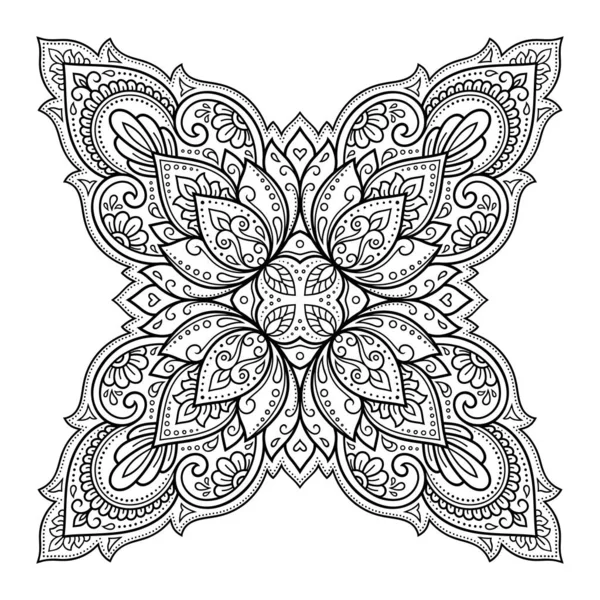 Padrão Circular Forma Mandala Com Flor Para Henna Mehndi Tatuagem —  Vetores de Stock