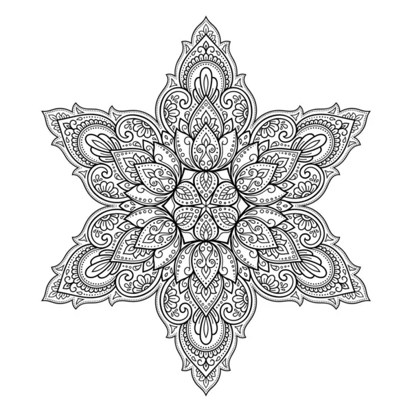 Padrão Circular Forma Mandala Com Flor Para Henna Mehndi Tatuagem — Vetor de Stock