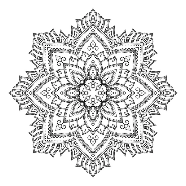 Kruhový Vzor Formě Mandaly Květinou Pro Hennu Mehndi Tetování Dekorace — Stockový vektor