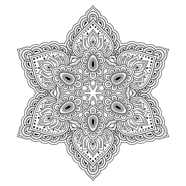 Patrón Circular Forma Mandala Con Flor Para Henna Mehndi Tatuaje — Vector de stock