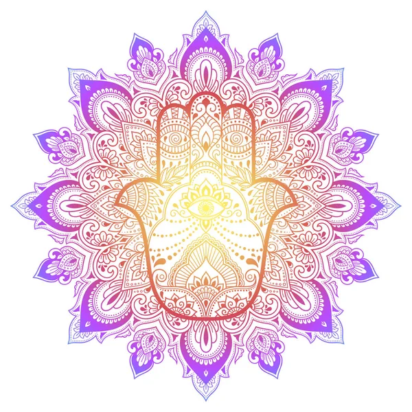 Color Patrón Circular Forma Mandala Con Antiguo Símbolo Dibujado Mano — Archivo Imágenes Vectoriales