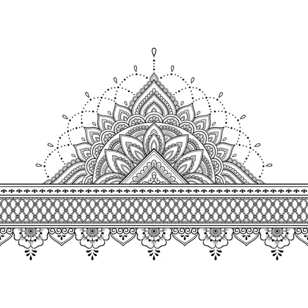 Nahtlose Grenzen Mit Mandala Für Design Applikation Von Henna Mehndi — Stockvektor