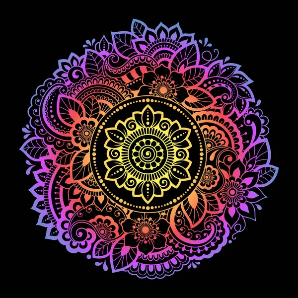 Patrón Circular Color Forma Mandala Con Flor Para Decoración Impresión — Vector de stock