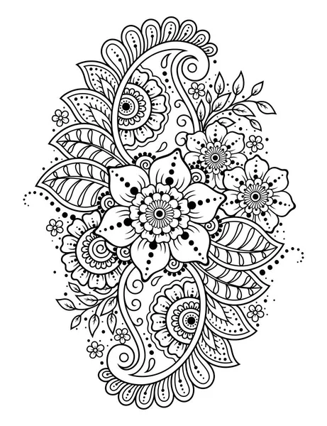 Modèle Fleur Mehndi Pour Dessin Henné Tatouage Décoration Style Ethnique — Image vectorielle