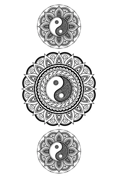 Patrón Circular Forma Mandala Para Henna Mehndi Tatuaje Decoración Adorno — Vector de stock